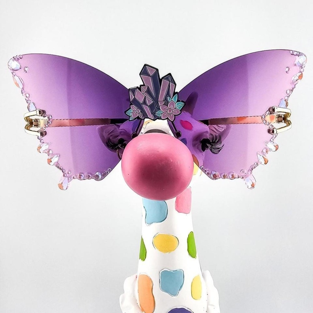 Butterfly Sunglasses Womens OS‎ Purple New Crystal Wing Fairy Rave